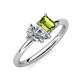 4 - Nadya Pear Shape Forever Brilliant Moissanite & Emerald Shape Peridot 2 Stone Duo Ring 