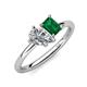 4 - Nadya Pear Shape Forever Brilliant Moissanite & Emerald Shape Emerald 2 Stone Duo Ring 