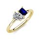 4 - Nadya Pear Shape Forever Brilliant Moissanite & Emerald Shape Blue Sapphire 2 Stone Duo Ring 