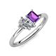 4 - Nadya Pear Shape Forever One Moissanite & Emerald Shape Amethyst 2 Stone Duo Ring 