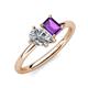 4 - Nadya Pear Shape Forever One Moissanite & Emerald Shape Amethyst 2 Stone Duo Ring 