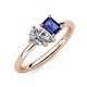 4 - Nadya Pear Shape Forever One Moissanite & Emerald Shape Iolite 2 Stone Duo Ring 