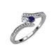 4 - Eleni Round Lab Grown Diamond and Blue Sapphire with Side Diamonds Bypass Ring 