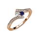 4 - Eleni Round Lab Grown Diamond and Blue Sapphire with Side Diamonds Bypass Ring 