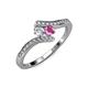 4 - Eleni Round Lab Grown Diamond and Pink Sapphire with Side Diamonds Bypass Ring 