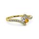 3 - Eleni Round Lab Grown Diamond and Citrine with Side Diamonds Bypass Ring 