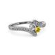 3 - Eleni Round Lab Grown Diamond and Yellow Sapphire with Side Diamonds Bypass Ring 