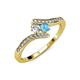 4 - Eleni Round Lab Grown Diamond and Blue Topaz with Side Diamonds Bypass Ring 