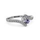 3 - Eleni Round Lab Grown Diamond and Iolite with Side Diamonds Bypass Ring 