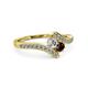 3 - Eleni Round Lab Grown Diamond and Red Garnet with Side Diamonds Bypass Ring 