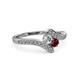 3 - Eleni Round Lab Grown Diamond and Ruby with Side Diamonds Bypass Ring 