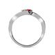 5 - Eleni Round Lab Grown Diamond and Ruby with Side Diamonds Bypass Ring 