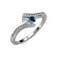 4 - Eleni Round Lab Grown Diamond and Blue Diamond with Side Diamonds Bypass Ring 