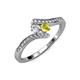 4 - Eleni Round Lab Grown Diamond and Yellow Diamond with Side Diamonds Bypass Ring 