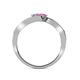 5 - Eleni Round Diamond and Pink Sapphire with Side Diamonds Bypass Ring 