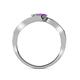 5 - Eleni Round Diamond and Amethyst with Side Diamonds Bypass Ring 