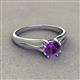 3 - Flora 6.50 mm Round Amethyst Solitaire Engagement Ring 