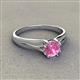 3 - Flora 6.00 mm Round Lab Created Pink Sapphire Solitaire Engagement Ring 