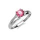 4 - Flora 6.50 mm Round Pink Tourmaline Solitaire Engagement Ring 