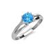 4 - Flora 6.50 mm Round Blue Topaz Solitaire Engagement Ring 