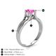 5 - Flora 6.00 mm Round Lab Created Pink Sapphire Solitaire Engagement Ring 