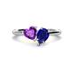 1 - Sasha Heart Shape Amethyst & Pear Shape Lab Created Blue Sapphire 2 Stone Duo Ring 
