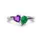 1 - Sasha Heart Shape Amethyst & Pear Shape Lab Created Emerald 2 Stone Duo Ring 