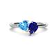 1 - Sasha Heart Shape Blue Topaz & Pear Shape Lab Created Blue Sapphire 2 Stone Duo Ring 