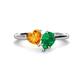 1 - Sasha Heart Shape Citrine & Pear Shape Lab Created Emerald 2 Stone Duo Ring 