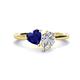 1 - Sasha GIA Certified Pear Shape Diamond & Heart Shape Lab Created Blue Sapphire 2 Stone Duo Ring 