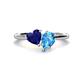 1 - Sasha Heart Shape Lab Created Blue Sapphire & Pear Shape Blue Topaz 2 Stone Duo Ring 