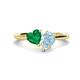 1 - Sasha Heart Shape Lab Created Emerald & Pear Shape Aquamarine 2 Stone Duo Ring 