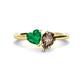 1 - Sasha Heart Shape Lab Created Emerald & Pear Shape Smoky Quartz 2 Stone Duo Ring 