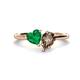 1 - Sasha Heart Shape Lab Created Emerald & Pear Shape Smoky Quartz 2 Stone Duo Ring 