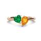 1 - Sasha Heart Shape Lab Created Emerald & Pear Shape Citrine 2 Stone Duo Ring 