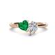 1 - Sasha Heart Shape Lab Created Emerald & Pear Shape Forever Brilliant Moissanite 2 Stone Duo Ring 