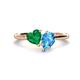 1 - Sasha Heart Shape Lab Created Emerald & Pear Shape Blue Topaz 2 Stone Duo Ring 