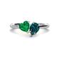 1 - Sasha Heart Shape Lab Created Emerald & Pear Shape London Blue Topaz 2 Stone Duo Ring 