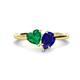 1 - Sasha Heart & Pear Shape Created Emerald & Created Blue Sapphire 2 Stone Duo Ring 