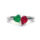 1 - Sasha Heart & Pear Shape Created Emerald & Created Ruby 2 Stone Duo Ring 