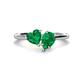 1 - Sasha Heart & Pear Shape Lab Created Emerald 2 Stone Duo Ring 