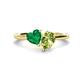 1 - Sasha Heart Shape Lab Created Emerald & Pear Shape Peridot 2 Stone Duo Ring 