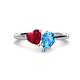 1 - Sasha Heart Shape Lab Created Ruby & Pear Shape Blue Topaz 2 Stone Duo Ring 