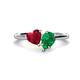 1 - Sasha Heart & Pear Shape Created Ruby & Created Emerald 2 Stone Duo Ring 