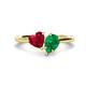 1 - Sasha Heart & Pear Shape Created Ruby & Created Emerald 2 Stone Duo Ring 