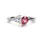 1 - Sasha GIA Certified Heart Shape Diamond & Pear Shape Pink Tourmaline Stone Duo Ring 