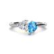 1 - Sasha GIA Certified Heart Shape Diamond & Pear Shape Blue Topaz Stone Duo Ring 