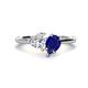 1 - Sasha GIA Certified Heart Shape Diamond & Pear Shape Lab Created Blue Sapphire 2 Stone Duo Ring 