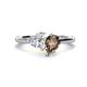 1 - Sasha GIA Certified Heart Shape Diamond & Pear Shape Smoky Quartz Stone Duo Ring 