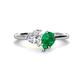 1 - Sasha IGI Certified Heart Shape Lab Grown Diamond & Pear Shape Lab Created Emerald 2 Stone Duo Ring 